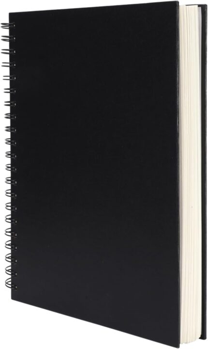 Black Spiral Sketch Book 8.5 x 11 Inch, 80 Sheets