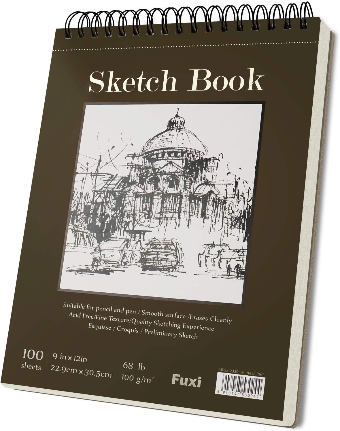 Spiral Sketch Book 9 x 12 Inch — 100 Sheets, Acid-Free Drawing Paper Spiral Bound Sketchbook